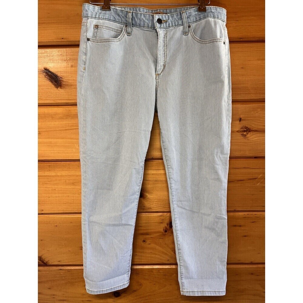 Joe’s Jeans Womens Size W 31 Loose Boyfriend Crop stretch mid Rise Stripe Blue